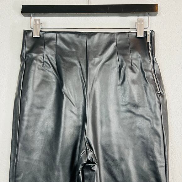 NEW! Zara Faux Leather Hi Rise Legging Black Side Zip Ankle - S - Picture 3 of 7